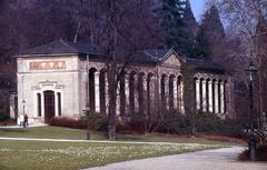 Front view of Trinkhalle in Baden-Baden with columns and statues