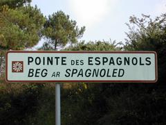 Roadsign of the cap of the Spaniards on Crozon peninsula