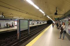 Plaza de Castilla Metro Station platform with train and passengers