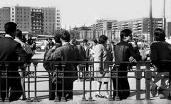 People at the entrance of Plaza de Castilla Metro station in 1969