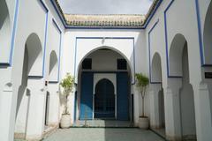 Bahia Palace courtyard in Marrakesh with ornate arches and tilework