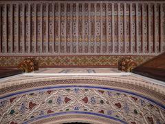 ornate door and ceiling detail in Bahia Palace