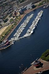 aerial view of BMC Inner Harbor Marine Center and Lighthouse in Baltimore