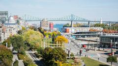 Old Port of Montreal view from Pointe-à-Callière Museum rooftop