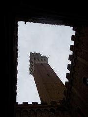 Siena Torre del Mangia seen from Courtyard of Palazzo Pubblico