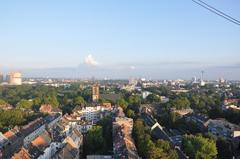 Aerial view of Vondel and Lothringer streets with Ulrepforte gate in Cologne