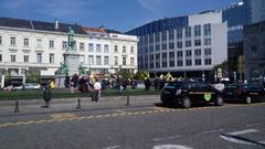 Place Luxembourg statue of John Cockerill with Kurdish demonstration in Brussels