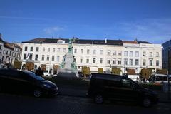 Luxemburgplein square with a statue in Brussels, Belgium