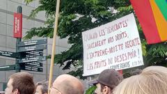 Antifascist protest in Brussels at Place du Luxembourg