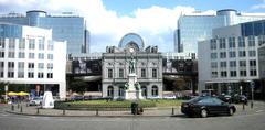 European Parliament and John Cockerill statue at Place du Luxembourg