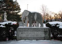 Elephant statue at Showmen's Rest in Woodlawn Cemetery, Forest Park, Illinois