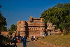 A busy day at Gwalior Fort with tourists and locals