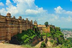 Gwalior Fort on a hilltop offering a bird's eye view of the city