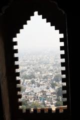 Bird's eye view of Gwalior city from within the fort