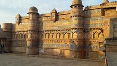 Blue and golden details of Gwalior Fort