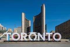 Downtown Toronto skyline with CN Tower during dusk