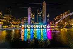 Nathan Phillips Square in Toronto with pool and city hall