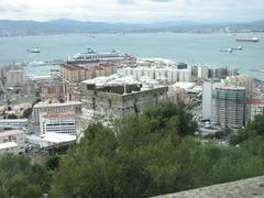 Moorish fort, port, and ship in Gibraltar, 2008