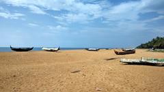 Puthenthope beach with coconut trees, Thiruvananthapuram District