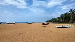 Puthenthope beach view with waves and blue sky