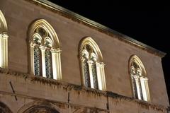 Dubrovnik at night showing the 15th-century Rector's Palace