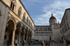 Old Dubrovnik cityscape with historic stone buildings and fortifications