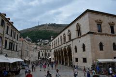 Aerial view of old Dubrovnik with its historic buildings and city walls