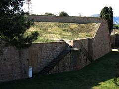 Castell de Montjuïc in Barcelona with Santa Elena ravelin and moat