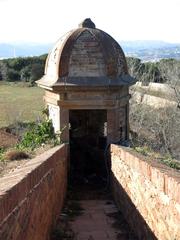 Castell de Montjuïc interior with a watchtower in Barcelona