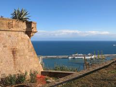 Castell de Montjuïc in Barcelona with the southern demi-bastion and port