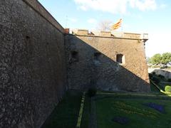 Castell de Montjuïc in Barcelona, Santa Amàlia bastion view from bridge over the moat