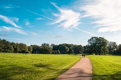 Jenischpark on a sunny day with pathway and trees