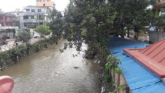 Encroached Bagmati River in Kathmandu