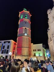 New monumental lighting of the campanile in Castelló de la Plana, Valencian community, Spain