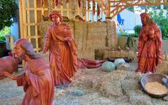 Three Wise Men figurines in Nativity scene at Cerro San Cristóbal Sanctuary, Santiago, Chile