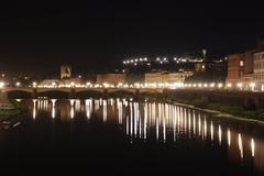 night view of Florence from Ponte Vecchio with Michelangelo's Piazza