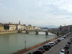 View from the terrace of Palazzo Capponi overlooking Ponte alle Grazie in Florence