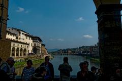 Ponte Vecchio in Florence with a view towards Ponte alle Grazie and the Vasari Corridor on the left