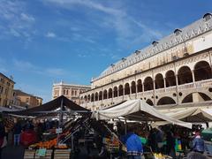 Palazzo della Ragione seen from Piazza delle Erbe on a market day