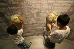 Globes on display at the Bank Indonesia Museum