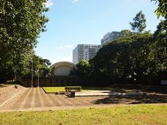 Bantayog ng mga Bayani grounds with Wall of Remembrance and Jovito R. Salonga building