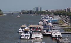 Sterns of Aquincum, Ister, and Sirona ships at Carl Lutz quay in Budapest