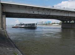 Árpád Bridge with the Gróf Széchenyi (ship, 1940) on Margaret Island