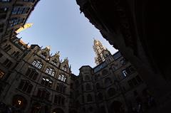 Munich Town Hall atrium fisheye view