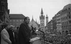 FDP election rally in Munich with Hans Dietrich Genscher, Werner Maihofer, and Josef Ertl