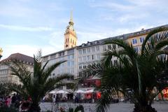 Marienplatz in Munich with historical buildings and the Marian column