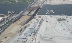 Construction of the new Al Garhoud Bridge over Dubai Creek on 1 May 2007