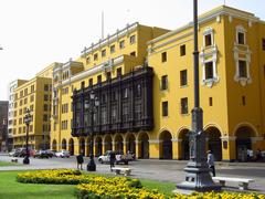 South side of Plaza Mayor with Royal Guard in Lima