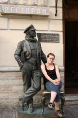 Nina with Ostap, a young boy sitting together