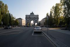 The Victory Gate in Munich with Victory Spikes art installation by Steinbrener/Dempf & Huber